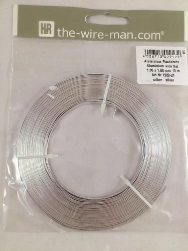 Aluminium wire flat 5mmx10m. silver